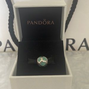 Pandora Charm with Teal Heart Detail